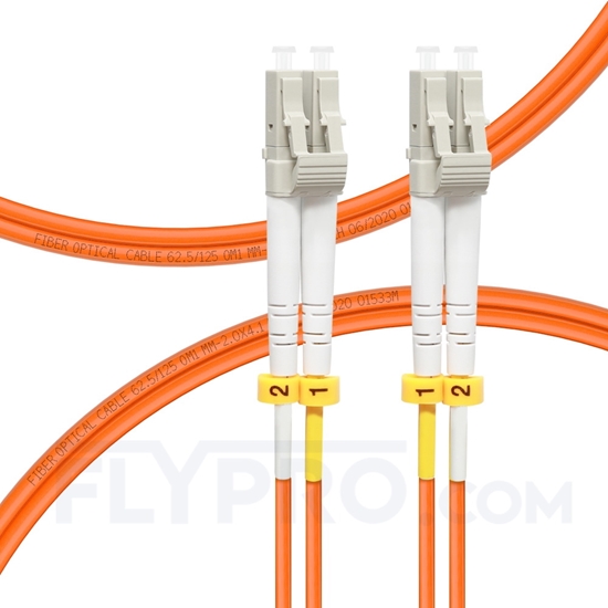 Picture of 1m (3ft) LC UPC to LC UPC Duplex OM1 Multimode PVC (OFNR) 2.0mm Fiber Optic Patch Cable