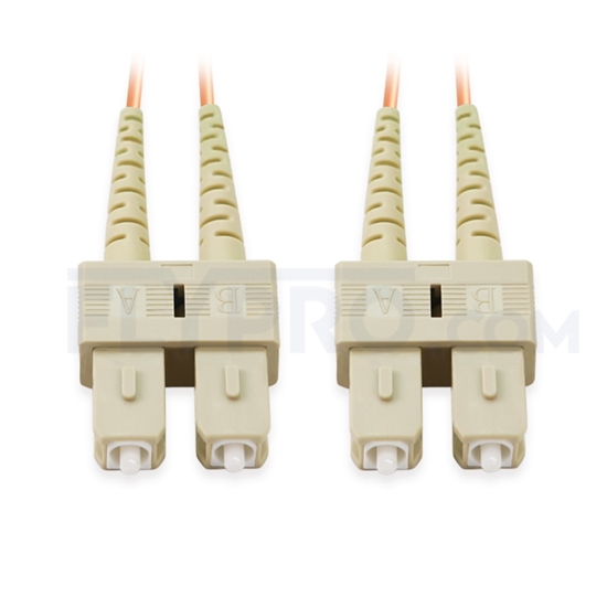 Picture of 2m (7ft) SC UPC to SC UPC Duplex OM1 Multimode PVC (OFNR) 2.0mm Fiber Optic Patch Cable