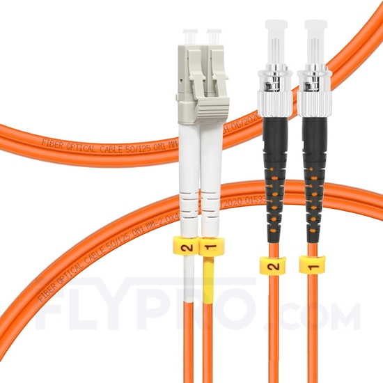 Picture of 1m (3ft) LC UPC to ST UPC Duplex OM1 Multimode PVC (OFNR) 2.0mm Fiber Optic Patch Cable