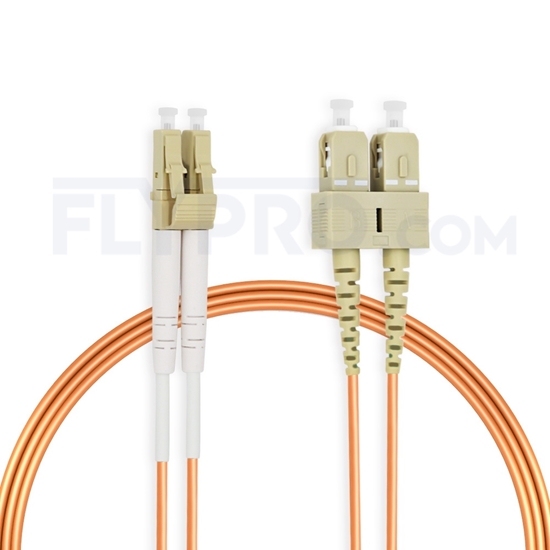 Picture of 5m (16ft) LC UPC to SC UPC Duplex 3.0mm PVC (OFNR) OM1 Multimode Fiber Optic Patch Cable