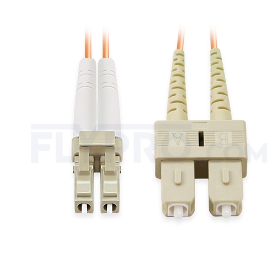 Picture of 5m (16ft) LC UPC to SC UPC Duplex 3.0mm PVC (OFNR) OM1 Multimode Fiber Optic Patch Cable