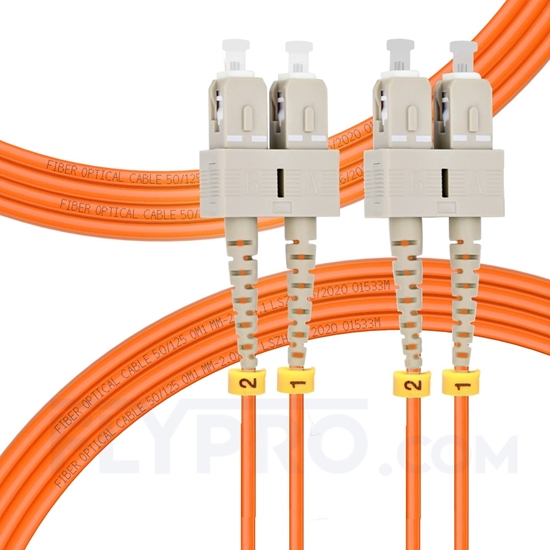 Picture of 5m (16ft) SC UPC to SC UPC Duplex 3.0mm PVC (OFNR) OM1 Multimode Fiber Optic Patch Cable