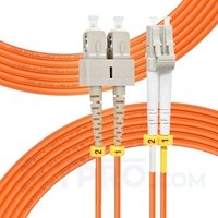 15m (49ft) LC UPC to SC UPC Duplex 3.0mm PVC (OFNR) OM1 Multimode Fiber Optic Patch Cable