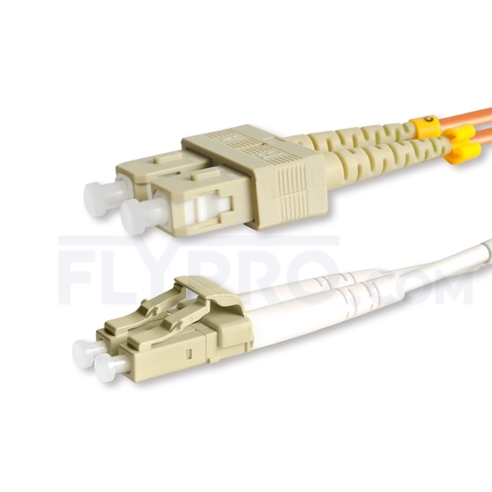 Picture of 20m (66ft) LC UPC to SC UPC Duplex 3.0mm PVC (OFNR) OM1 Multimode Fiber Optic Patch Cable