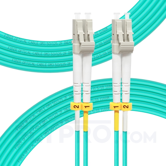 Picture of 7m (23ft) LC UPC to LC UPC Duplex OM3 Multimode PVC (OFNR) 2.0mm Fiber Optic Patch Cable