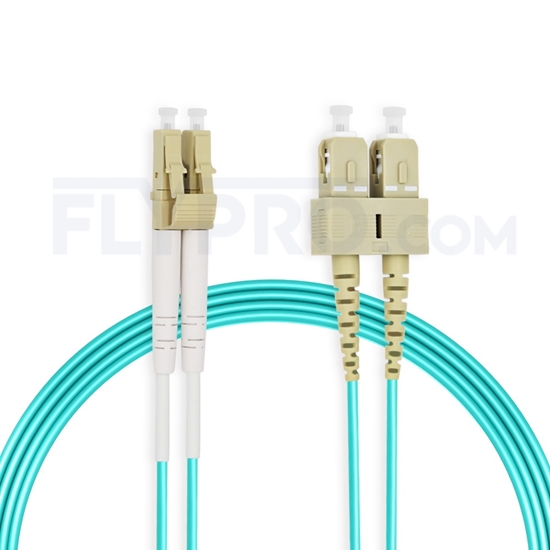 Bild von LWL-Patchkabel, 10m (33ft) LC UPC auf SC UPC Duplex OM3 Multimode PVC (OFNR) 2.0mm