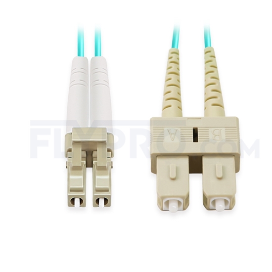 Bild von LWL-Patchkabel, 10m (33ft) LC UPC auf SC UPC Duplex OM3 Multimode PVC (OFNR) 2.0mm