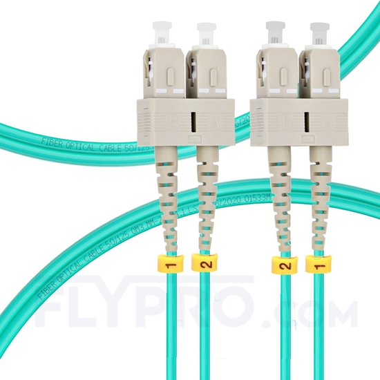 Picture of 2m (7ft) SC UPC to SC UPC Duplex OM3 Multimode PVC (OFNR) 2.0mm Fiber Optic Patch Cable