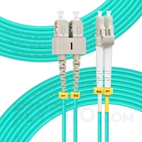 30m (98ft) LC UPC to SC UPC Duplex 3.0mm LSZH OM4 Multimode Fiber Optic Patch Cable