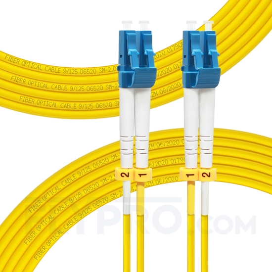 Picture of 15m (49ft) LC UPC to LC UPC Duplex OS2 Single Mode PVC (OFNR) 2.0mm Fiber Optic Patch Cable