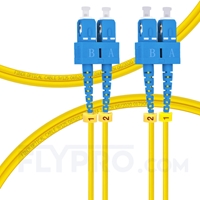 كابل توصيل فايبر أحادي 1 متر (3 قدم) SC UPC to SC UPC Duplex OS2 Single Mode PVC (OFNR) 2.0mm 