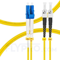 2m (7ft) LC UPC to ST UPC Duplex OS2 Single Mode PVC (OFNR) 2.0mm Fiber Optic Patch Cable