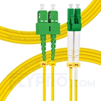 3m (10ft) LC APC to SC APC Duplex OS2 Single Mode PVC (OFNR) 2.0mm Fiber Optic Patch Cable
