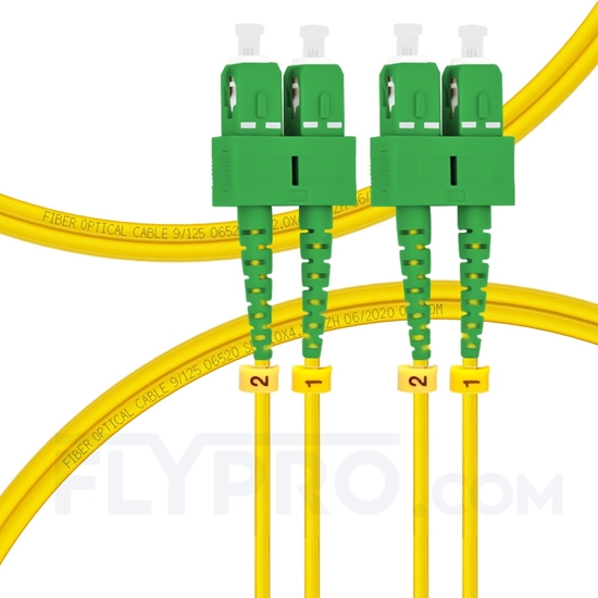 Picture of 2m (7ft) SC APC to SC APC Duplex OS2 Single Mode PVC (OFNR) 2.0mm Fiber Optic Patch Cable