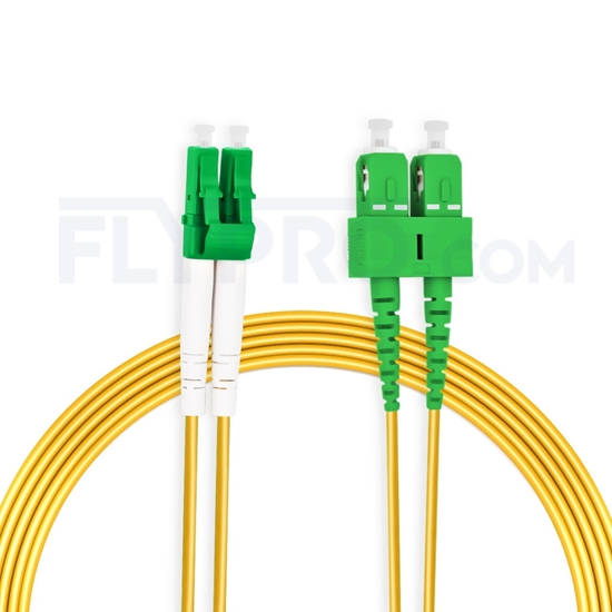 Bild von 15m (49ft) LC APC to SC APC Duplex 3.0mm PVC (OFNR) 9/125 Single Mode Fiber Patch Cable
