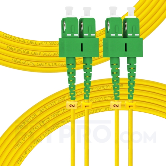 Bild von 7m (23ft) SC APC to SC APC Duplex 3.0mm PVC (OFNR) 9/125 Single Mode Fiber Patch Cable