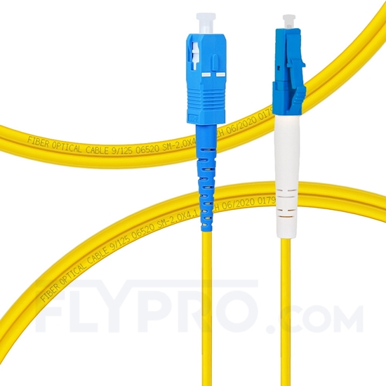 Picture of 1m (3ft) LC UPC to SC UPC Simplex OS2 Single Mode PVC (OFNR) 2.0mm Fiber Optic Patch Cable