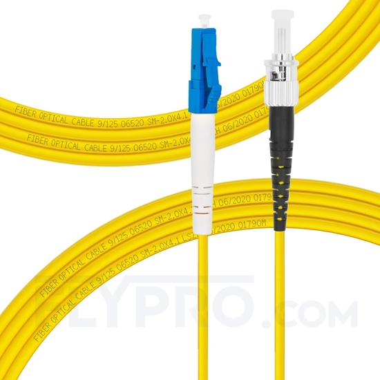Picture of 3m (10ft) LC UPC to ST UPC Simplex OS2 Single Mode PVC (OFNR) 2.0mm Fiber Optic Patch Cable