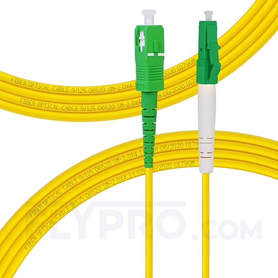 Picture of 5m (16ft) LC APC to SC APC Simplex OS2 Single Mode PVC (OFNR) 2.0mm Fiber Optic Patch Cable