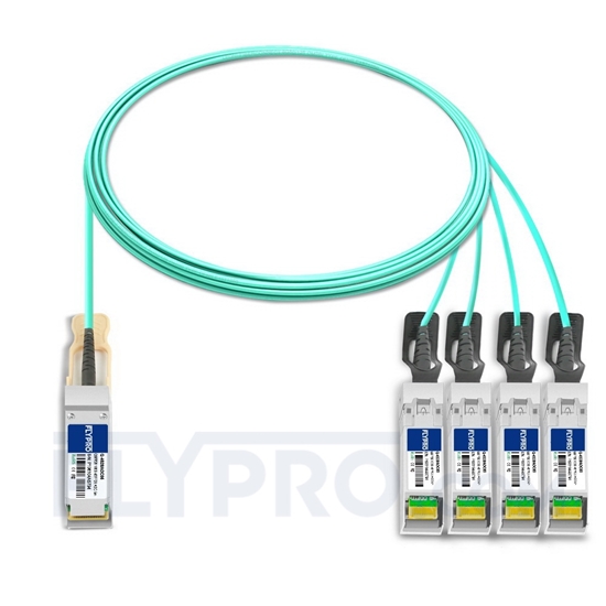 Picture of 5m (16ft) Extreme Networks 10441 Compatible 100G QSFP28 to 4x25G SFP28 Breakout Active Optical Cable