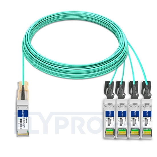Picture of 30m (98ft) Arista Networks QSFP-4X10G-AOC30M Compatible 40G QSFP+ to 4x10G SFP+ Breakout Active Optical Cable