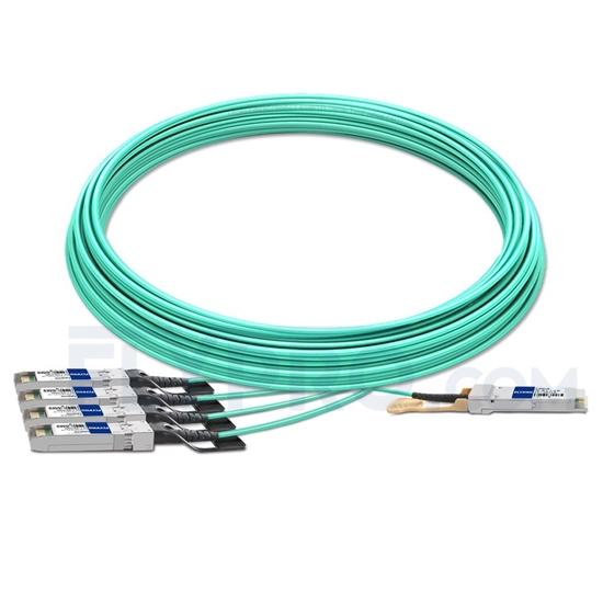 Picture of 30m (98ft) Avago AFBR-7IER30Z Compatible 40G QSFP+ to 4x10G SFP+ Breakout Active Optical Cable