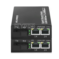 2x 10/100/1000Base-T RJ45~1x 1000Base-X SFP Rainure SC Unmanaged Gigabit Ethernet Media Converter, Simplex, 1310nm/1550nm, 20km