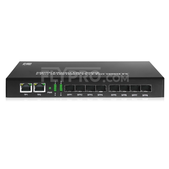 Image de 2x 10/100/1000Base-T RJ45～8x 1000Base-X SFP Unmanaged Gigabit Ethernet Media Converter