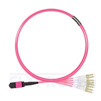 3m (10ft) Senko MPO Female to 4 LC UPC Duplex 8 Fibers Type B LSZH OM4 (OM3) 50/125 Multimode Elite Breakout Cable, Magenta