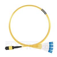 3m Senko MPO Femelle vers 4 LC UPC Duplex 8 Fibres OS2 9/125 Câble Breakout Monomode, Type B, Élite, LSZH, Jaune
