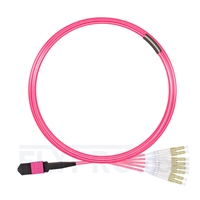 5m (16ft) Senko MPO Female to 4 LC UPC Duplex 8 Fibers Type B LSZH OM4 (OM3) 50/125 Multimode Elite Breakout Cable, Magenta