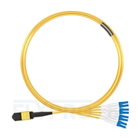 5m (16ft) Senko MPO Female to 4 LC UPC Duplex 8 Fibers Type B LSZH OS2 9/125 Single Mode Elite Breakout Cable, Yellow