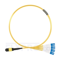2m (7ft) MTP Female to 4 LC UPC Duplex 8 Fibers Type B LSZH OS2 9/125 Single Mode Elite Breakout Cable, Yellow