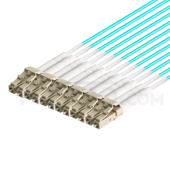 Picture of 10m (33ft) MTP Female to 6 LC UPC Duplex 12 Fibers Type A LSZH OM3 50/125 Multimode Elite Breakout Cable, Aqua