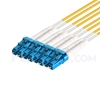 Image de 10m MTP Femelle vers 4 LC UPC Duplex 8 Fibres OS2 9/125 Câble Breakout Monomode, Type B, Élite, LSZH, Jaune