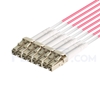 Picture of 1m (3ft) MTP Female to 4 LC UPC Duplex 8 Fibers Type B LSZH OM4 (OM3) 50/125 Multimode Elite Breakout Cable, Magenta