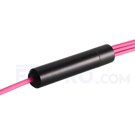 Picture of 2m (7ft) MTP Female to 4 LC UPC Duplex 8 Fibers Type B LSZH OM4 (OM3) 50/125 Multimode Elite Breakout Cable, Magenta