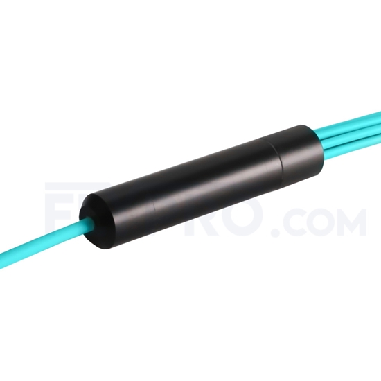 Picture of 1m (3ft) MTP Female to 6 LC UPC Duplex 12 Fibers Type A LSZH OM3 50/125 Multimode Elite Breakout Cable, Aqua