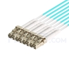 Picture of 5m (16ft) MTP Female to 4 LC UPC Duplex 8 Fibers Type B Plenum (OFNP) OM3 50/125 Multimode Elite Breakout Cable, Aqua
