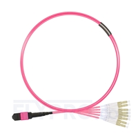2m (7ft) MTP Female to 4 LC UPC Duplex 8 Fibers Type B Plenum (OFNP) OM4 (OM3) 50/125 Multimode Elite Breakout Cable, Magenta
