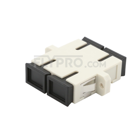 Picture of SC/UPC to SC/UPC Duplex OM1/OM2 Multimode Plastic Fiber Optic Adapter/Mating Sleeve with Flange