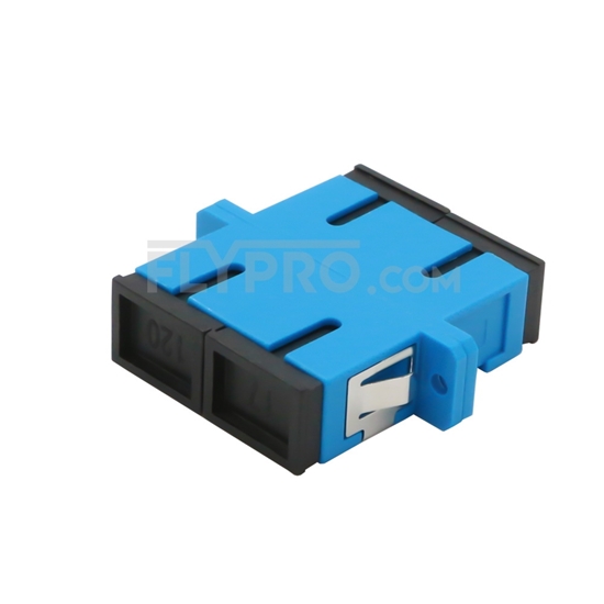Picture of SC/UPC to SC/UPC Duplex Single Mode Plastic Fiber Optic Adapter/Mating Sleeve with Flange