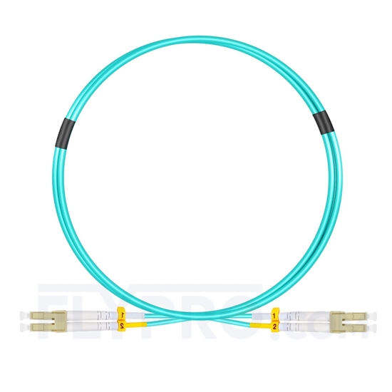 Picture of 1m (3ft) LC UPC to LC UPC Duplex 0.15dB IL OM4 Multimode LSZH 2.0mm BIF Fiber Optic Patch Cable