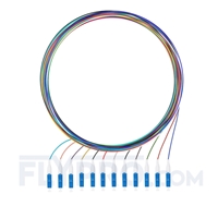 Picture of 1m (3ft) LC UPC 12 Fibers OS2 Single Mode Unjacketed Color-Coded Fiber Optic Pigtail