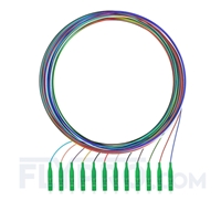 2m Pigtail à Fibre Optique à Code Couleur LC APC 12 Fibres OS2 Monomode, Sans Gaine