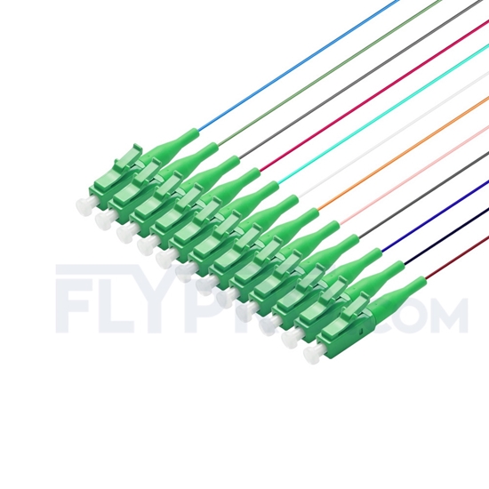Picture of 2m (7ft) LC APC 12 Fibers OS2 Single Mode Unjacketed Color-Coded Fiber Optic Pigtail