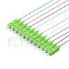Picture of 2m (7ft) SC APC 12 Fibers OS2 Single Mode Unjacketed Color-Coded Fiber Optic Pigtail