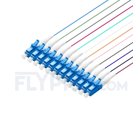 Picture of 1.5m (5ft) LC UPC 12 Fibers OS2 Single Mode Bunch PVC (OFNR) 0.9mm Fiber Optic Pigtail