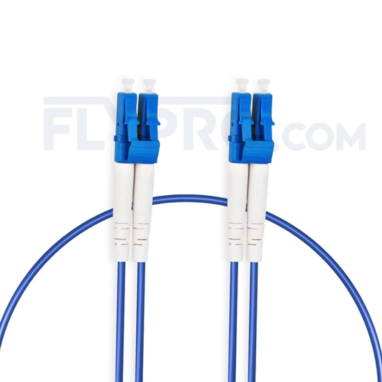 Picture of 1m (3ft) LC UPC to LC UPC Duplex OS2 Single Mode Armored PVC (OFNR) 3.0mm Fiber Optic Patch Cable