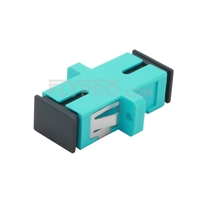 SC/UPC to SC/UPC 10G Simplex OM3 Multimode Plastic Fiber Optic Adapter/Mating Sleeve with Flange, Aqua